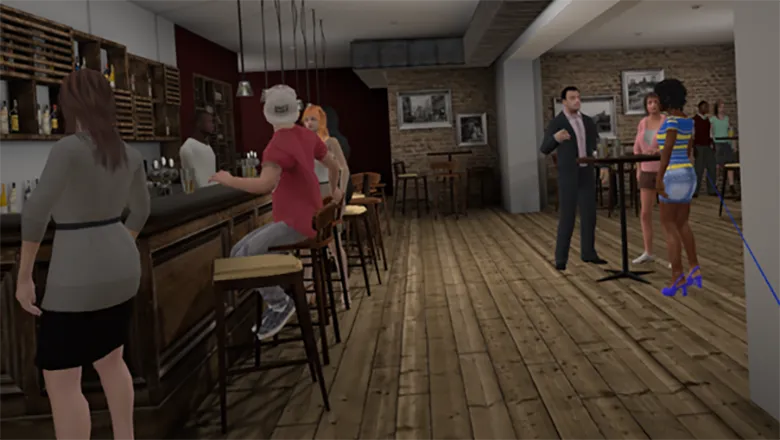 A bar with people socialising