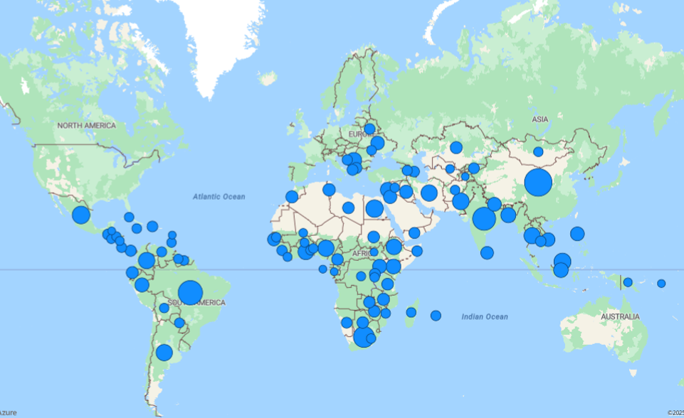 KGHI World map showing publications