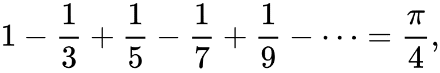 Mathematical equation for Pi (Leibniz's formula)