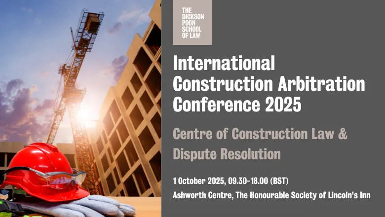 Event poster, with picture of building under construction, crane, hard hat and cloves,