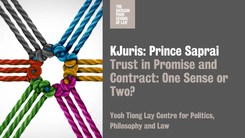 Digital invite to the third KJuris event by Prince Saprai, including workshop details and accompanied by an image of a coloured knot.