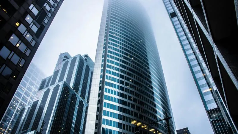 Aerial shot of skyscrapers
