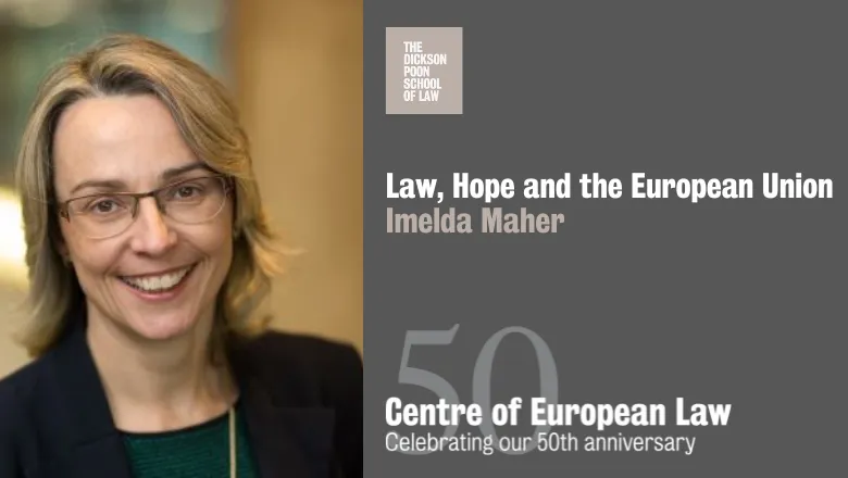 Banner for Law, Hope and the European Union event with speaker on image