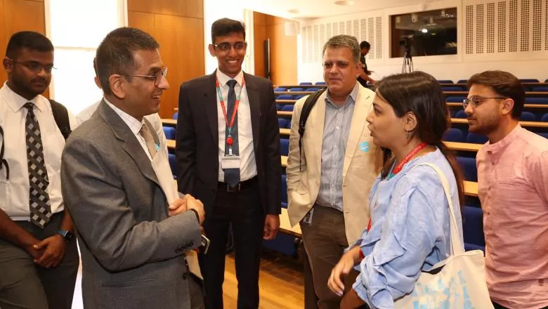After the event, Justice Chandrachud took time to chat with staff and students.