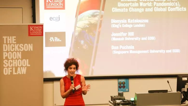 Dr Dionysia Katelouzou presenting at a recent conference