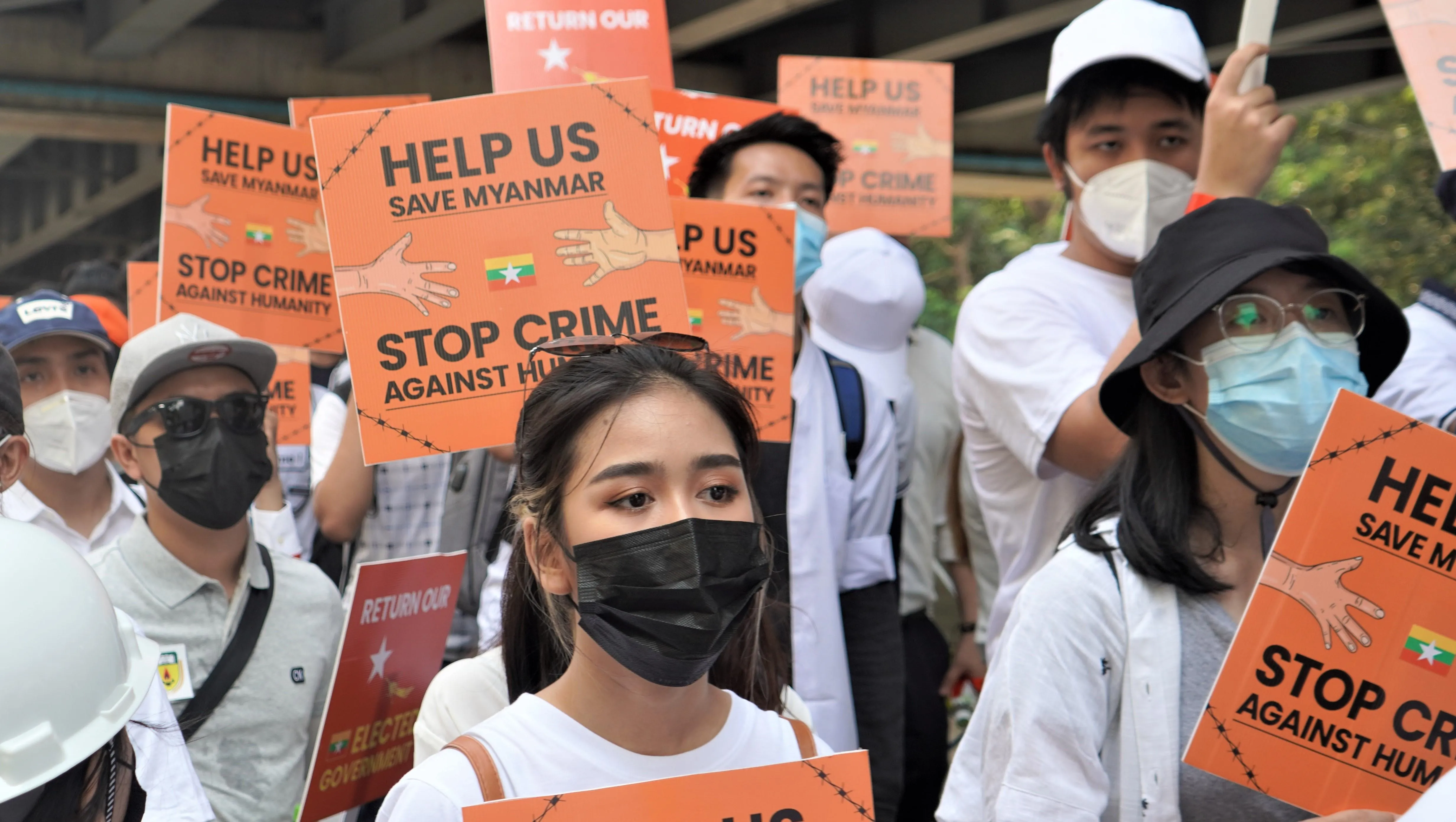 Actress Phone Thiri Kyaw joins the protests in Yangon, Myanmar, May 2021