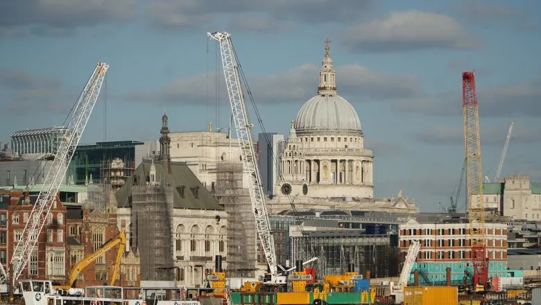 Construction in front of St Paul's Cathedral 