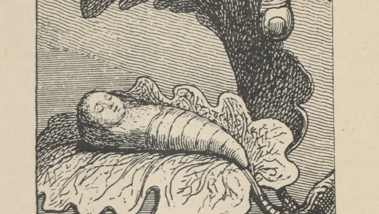 Fantastical image of a cocooned child