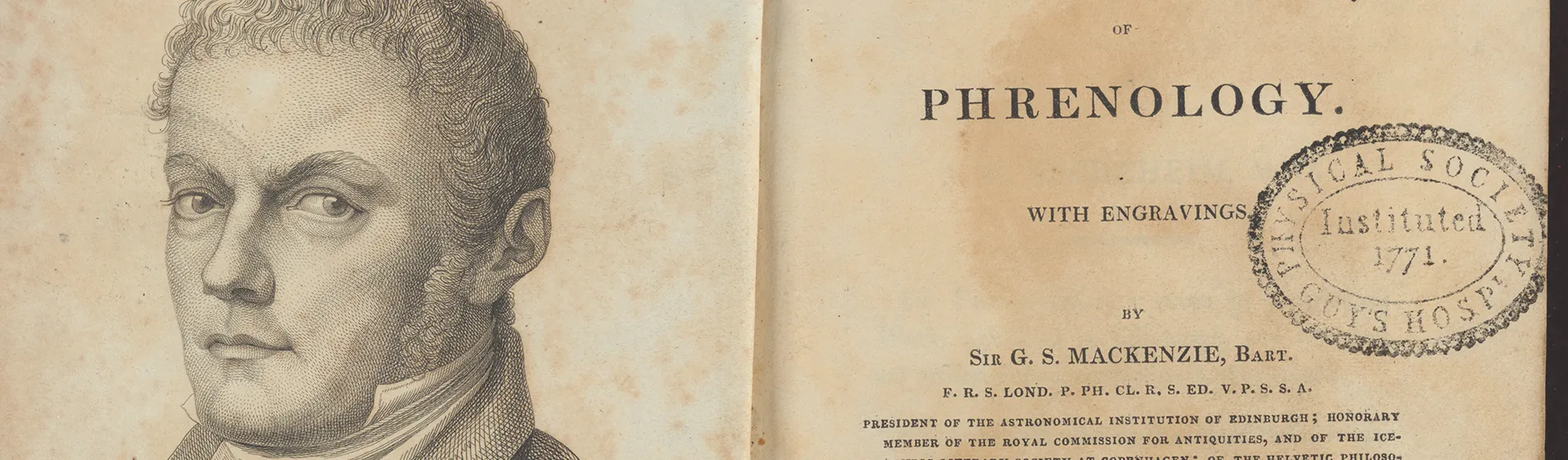 Title page and part portrait of a work on phrenology