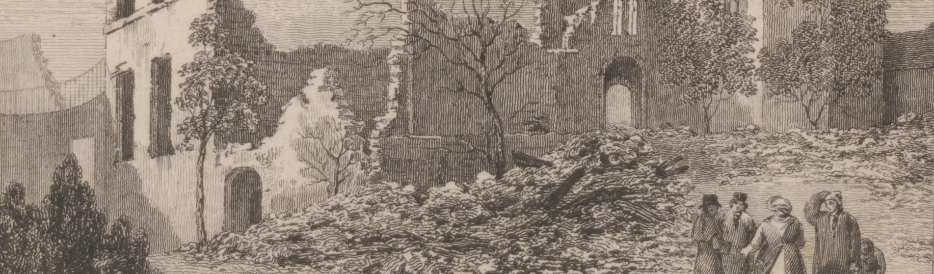 Battlefield ruins, after Waterloo, 1815