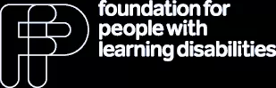 Foundation for People with Learning Disabilities logo, white text on black background.