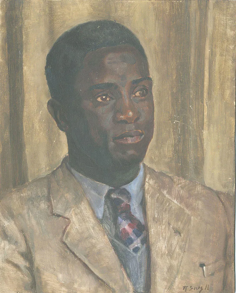 Oil portrait of Kenneth Onwuka Dike as a young man, painted by Robert Sivell.
