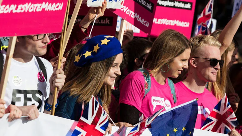 Crowd at the People's Vote Anti-Brexit protest March in Central London