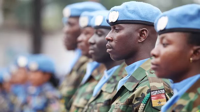 UN Peacekeepers celebrating Peacekeepers Day in DRC