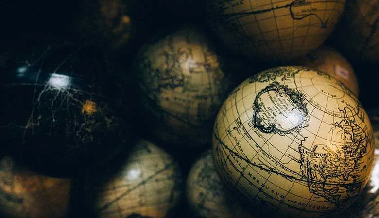 Pile of world globes
