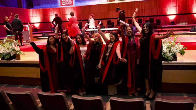 Graduates cheering at Royal Festival Hall