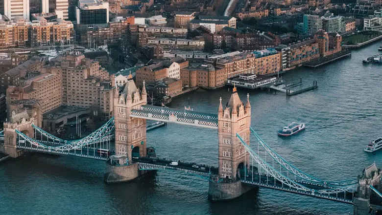 Aerial view of the London skyline