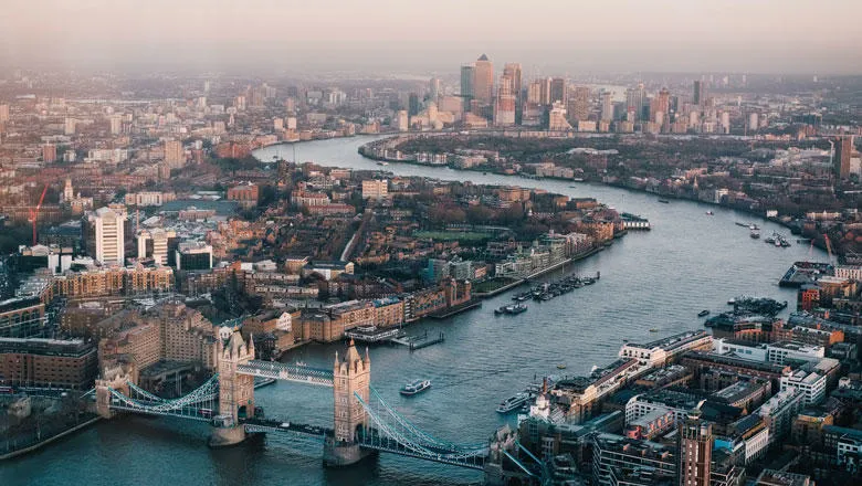 Aerial view of the London skyline