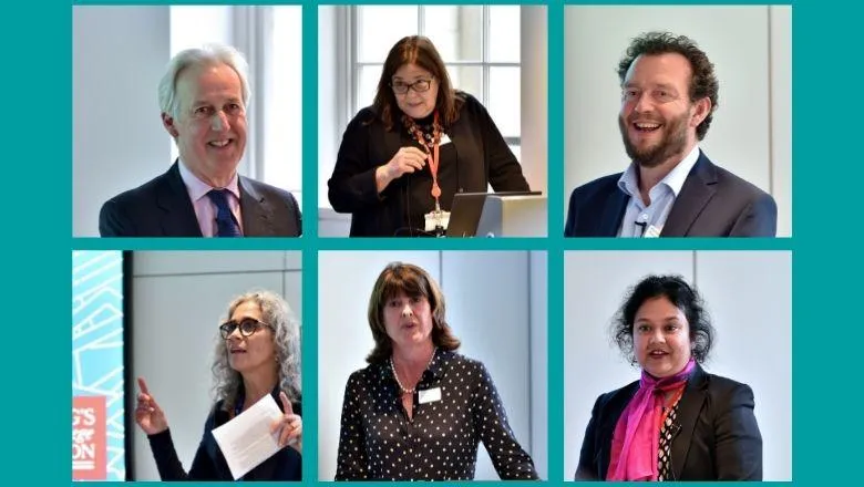 Collage of speakers from  KCATO launch: Top L-R; Professor Richard Trembath, Professor Rebecca Oakey and Professor Matthew Hotopf Bottom L-R; Professor Suzanne Bench, Professor Frances Williams and Dr Rina Dutta.