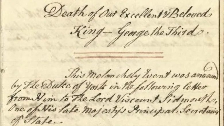 Robert Greville’s journal, with his account from page 109 of the Death of King George III. Image by Royal Collection Trust © Her Majesty the Queen 2020. 