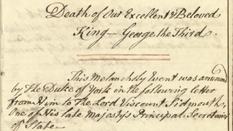 Robert Greville’s journal, with his account from page 109 of the Death of King George III. Image by Royal Collection Trust © Her Majesty the Queen 2020.