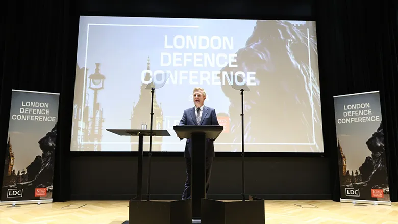 Oliver Dowden speaking at the London Defence Conference 2024