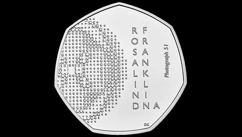 Image of the Royal Mint's Rosalind Franklin 100th anniversary coin reverse (Brilliance)