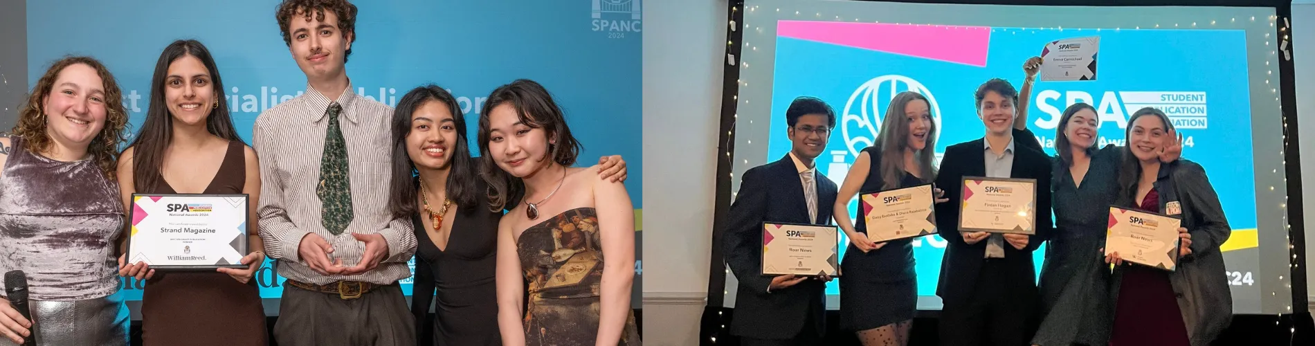 Students holding their awards at the SPA awards