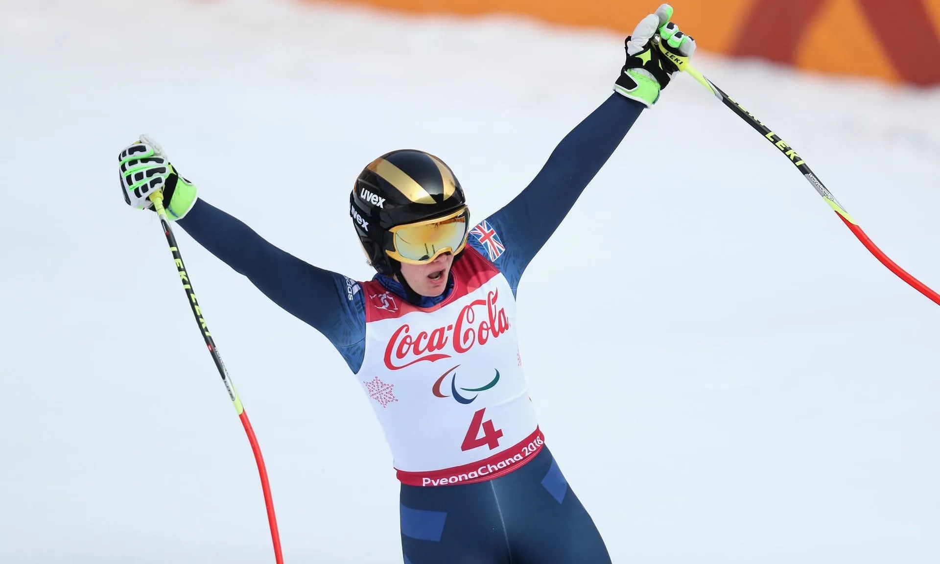 Person waving their arms skiing