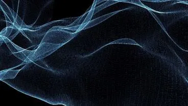 Wispy blue graphic on a black background