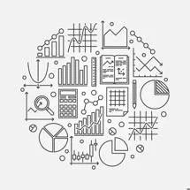 Black and white graphs and mathematical equipment in graphics form