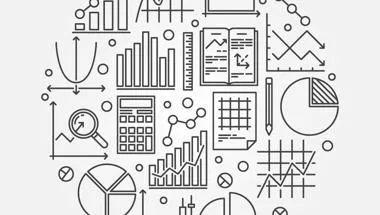 Black and white graphs and mathematical equipment in graphics form