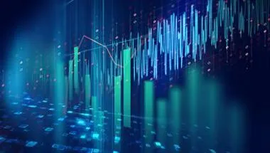 Blue line graph, green bar graph and red scatter plot