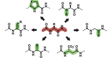 Molecular diagram of protein backbones