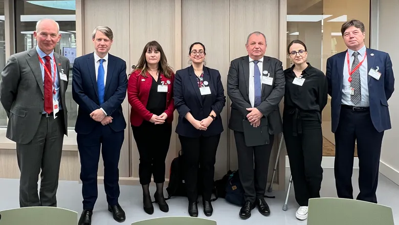 Net Zero Centre launch. From left to right:Professor Frans Berkhout, Rt Hon Chris Skidmore MP, Dr Elizabeth Rowsell OBE FRSC, Dr Sinead Balgobin, Allan Baker, Christina Rehnberg, Professor Anatoly Zayats