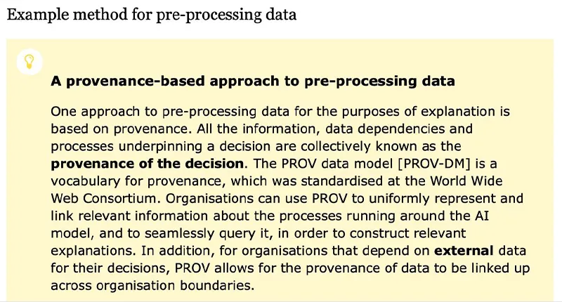 Figure 3: Detail of the ICO guidelines that feature King's provenance-based model as an example.