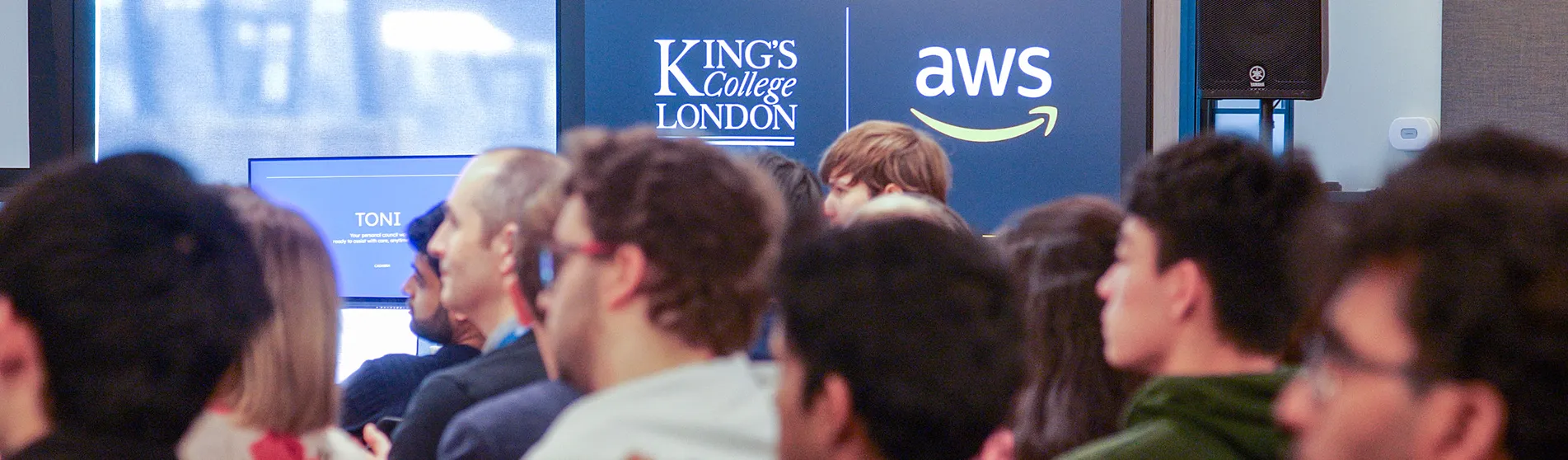 Audience members at the Amazon Web Services student showcase