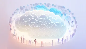 An AI-generated image of people gathered in a circle