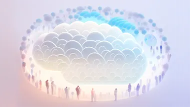 An AI-generated image of people gathered in a circle