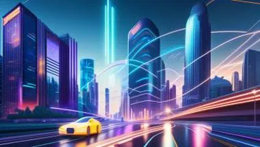 An AI-generated image of a car and cityscape