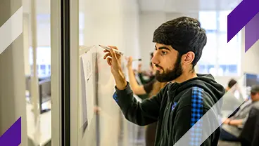 Undergraduate and whiteboard