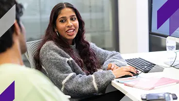 Undergraduate student in computer lab