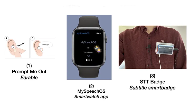 Wearable augmentative and alternative communication (AAC) prototypes.