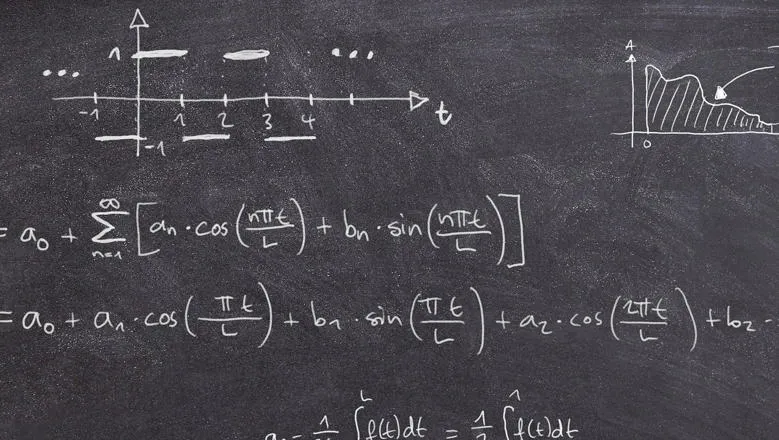 Equations on chalkboard