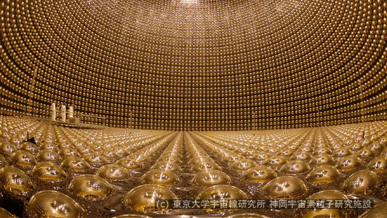 The inside of the Super-Kamiokande detector