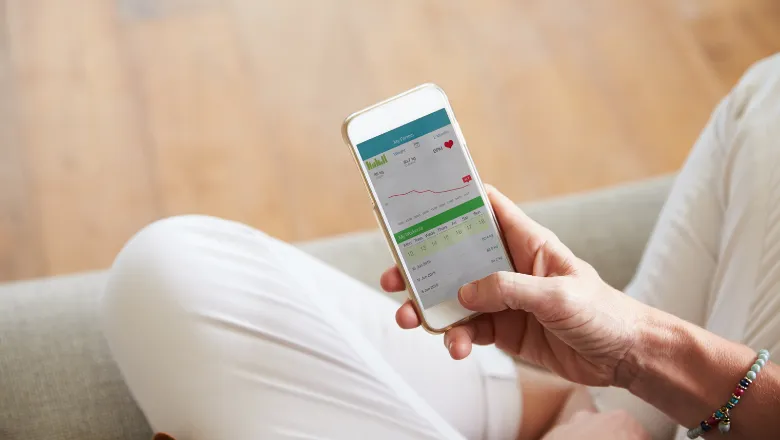 Woman using a health app