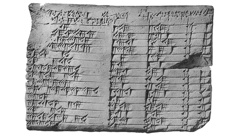 Plimpton 322 - a Babylonian clay tablet that contains a mathematical table written in cuneiform script