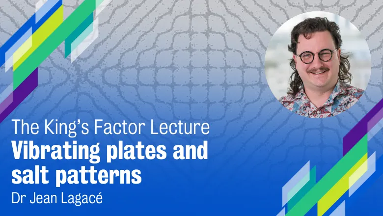 A mathematical pattern, superimposed with the title of the event and an image of the speaker Dr Jean Lagacé.