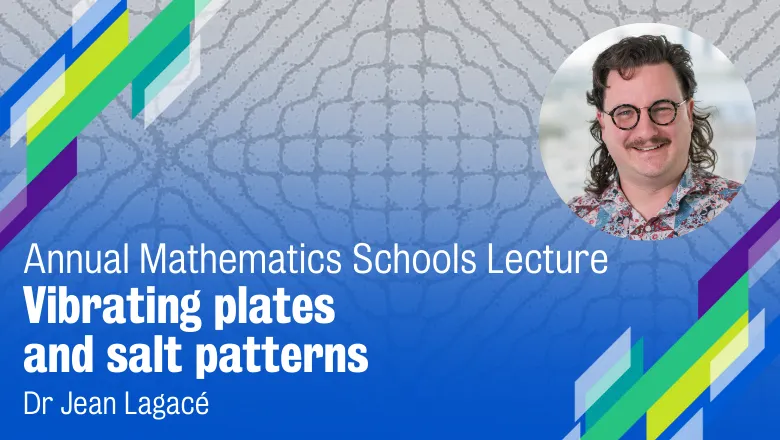 A mathematical pattern, superimposed with the title of the event and an image of the speaker Dr Jean Lagacé.