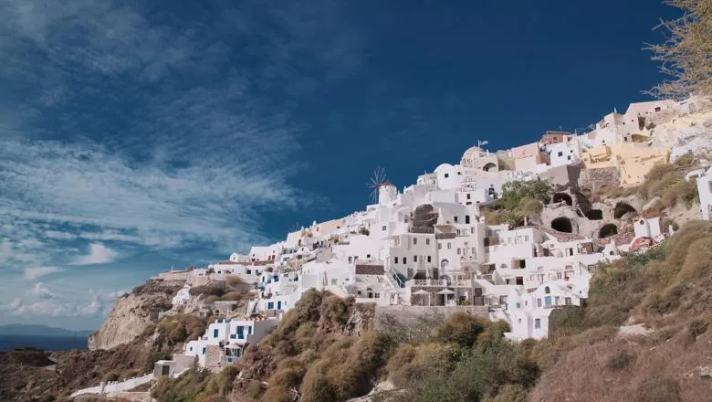 Santorini, houses on hill